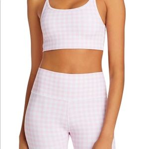 NWOT - Aqua Gingham Athletic Pink and White Leggings